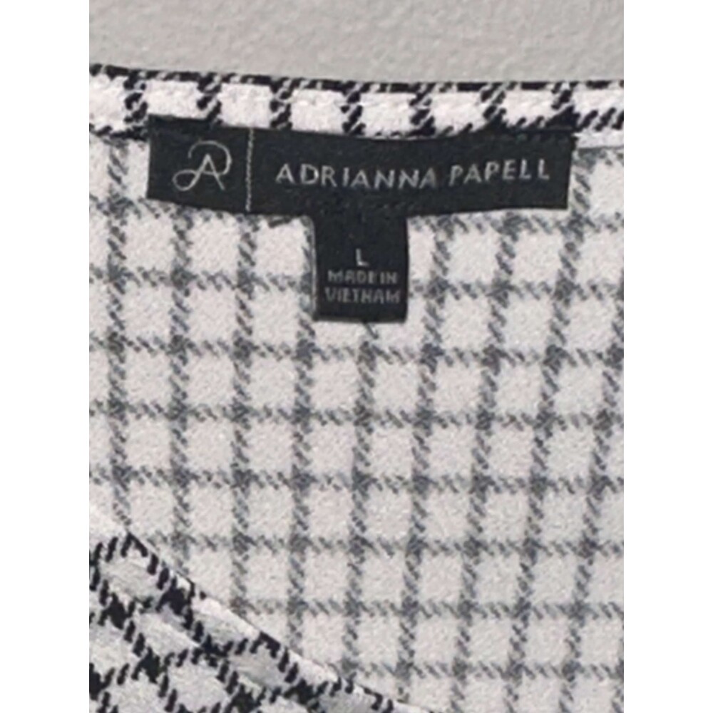 Adrianna Papell Black & White Checkered Blouse – Size Large - Picture 4 of 4